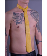 MR. RIEGILLIO 100% Leather Tie Classy Clean Yellow Tie 56&#39;&#39; - £36.28 GBP
