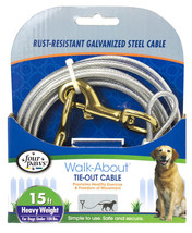Four Paws Tie-Out Cable Heavy Weight 15&#39; long - 3 count Four Paws Tie-Ou... - £69.34 GBP