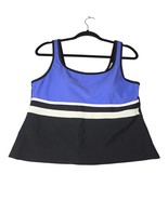 LL Bean Womens 16 Regular Tankini Swim Tank Top Blue Purple Shelf Bra No... - $12.70