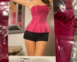 WOMENS PLEATED CORSET SIDE ZIPPER WITH LACE TIE UP BACK SIZE 34 HOT PINK - £22.78 GBP
