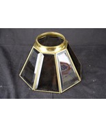 VINTAGE Smoked Glass &amp; Brass Lamp Shade Globe Light Ceiling Fan 6-Sided - £18.56 GBP