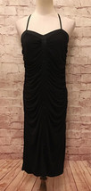 Nicole By Nicole Miller Silk Trim Spaghetti Slip Cocktail Dress Black Ruched 10 - £35.35 GBP
