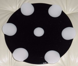 Villeroy And Boch Oliver Von Boch Black Art Glass Plate With White Polka Dots - £38.72 GBP