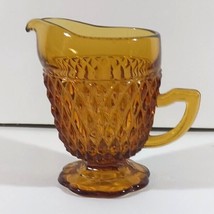 Indiana Glass AMBER DIAMOND POINT Pedestal CREAMER Pitcher  - $6.64