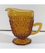 Indiana Glass AMBER DIAMOND POINT Pedestal CREAMER Pitcher  - $6.64