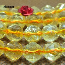 Natural A Citrine Yellow Quartz Crystal Diamond Faceted Beads 6mm 8mm Stone Diy  - £39.85 GBP