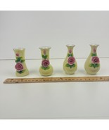 Vtg 40s/50s Maruyama Miniature Small Vases Pink Rose Floral Japan Damage... - $649.28 MXN