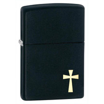 Zippo Lighter - Cross Laser Etched Black Matte - ZMP318224 - $29.35