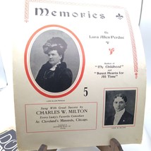 Antique Sheet Music, Memories by Lura Allen Perdue, 1902 sung by Charles Milton - £45.91 GBP