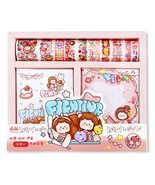 Cute Cartoon Washi Adhesive Tape Sticker Memo Pad Set, Girl Flower Cake ... - $15.99