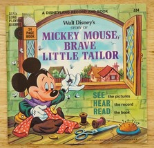 Vintage 334 Walt Disney 33 Book &amp; Record Mickey Mouse Brave Little Tailor - $12.86