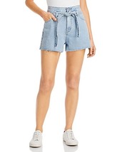 Aqua Tie Waist Denim Shorts in Light Blue, Size 29 - £25.91 GBP