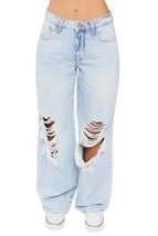 Indigo Rein Womens Wide-Leg Distressed Jeans Size 11 Color Light Blue - £38.26 GBP