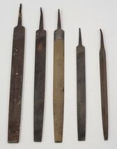 *J5) Vintage Mixed Lot of 5 Hand Files Machinist Bastard Half Round Tria... - $19.79