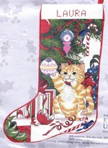 DIY Kitten Under Tree Cat Christmas Counted Cross Stitch Stocking Kit 50429 - £103.87 GBP