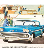 1958 Chevrolet Impala Advertisement Automobilia Turbo Thrust V8 Engine D... - $29.99
