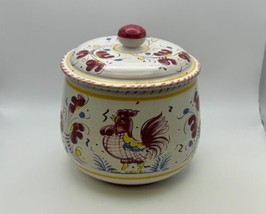 Deruta Italian Pottery RED ROOSTER Canister / Jar with Lid - £47.95 GBP