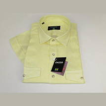 Men's Ciazzo Turkey 100% Linen Breathable Shirt Short Sleeves #Linen 22 Yellow image 5