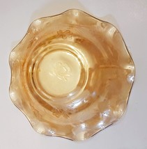 Jeannette Louisa FLORAGOLD Ruffled Iridescent Peach Lustre Glass Bowl 9.... - £15.51 GBP