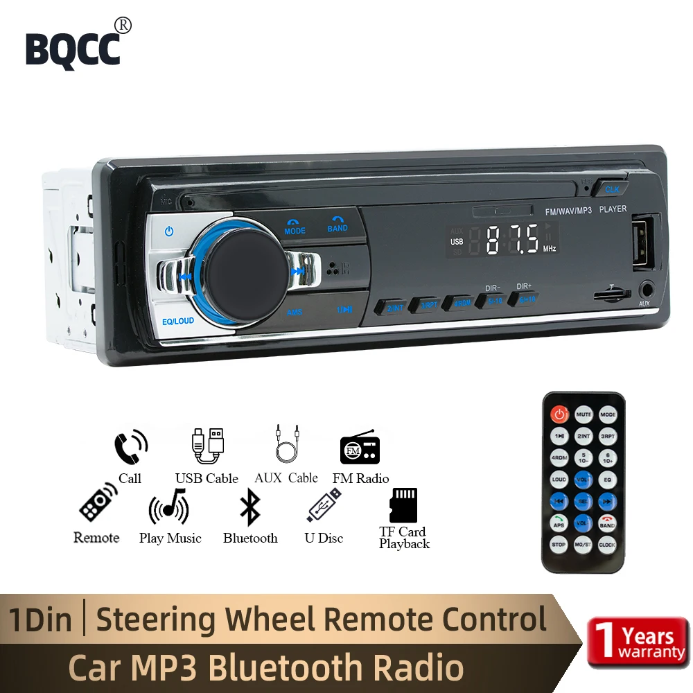 BQCC Car Radio 1 din MP3 Player Digital Bluetooth Car Stereo Player FM Radio - £17.82 GBP