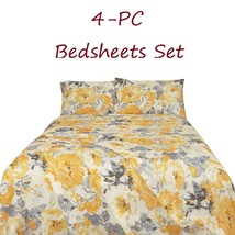 Printed Bed Sheets Set 4-pc Floral Botanical Colors Prints Full Queen King Size - £21.64 GBP+