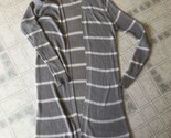 Doe &amp; Rae Womens Cardigan Sweater Duster Tan and Ivory Stripe Long Sleev... - $46.39