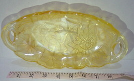 Carnival Glass Relish Dish Marigold Floral Dahlia Flowers Irisdescent Amber - £6.29 GBP