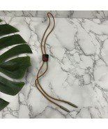 Vintage Polished Wood Bolo Tie Brown Tan Woven Silver Trim Western - $462.19 MXN