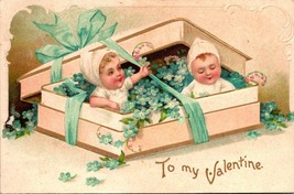 Vtg Valentine Box Full Flowers &amp; Babies - Embossed International Art Pub Unused - £11.91 GBP