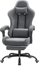 Furmax Gaming Chair, Video Game Chair With Footrest And Massage Lumbar, Grey - £105.86 GBP