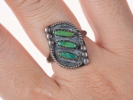 sz5.25 Vintage Zuni Needlepoint Native American sterling/turquoise ring - £53.85 GBP