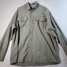 Magellan Button Up Shirt Mens Size 2XL Olive Green 100% Nylon Long Sleeve Collar - £9.87 GBP