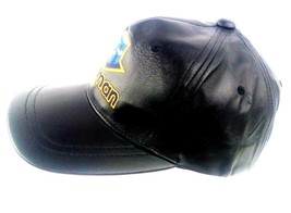 AJM International Adjustable Embroidered Black Leather Cap Casman Logo S... - $20.18