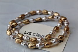 Liz Claiborne Silver  &amp; Gold Metal 2 Piece Stretch Bracelets   NEW - £11.94 GBP