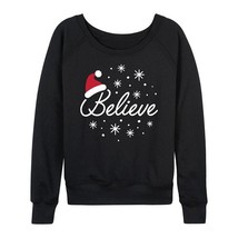 Women&#39;s Believe With Santa Hat French Terry Long Sleeve Tee, Size: Large... - $17.99