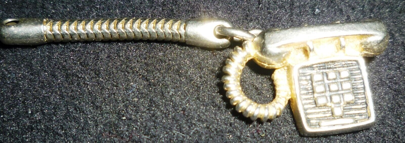 VINTAGE TOUCHPHONE PUNCH OLD FASHIONED PHONE CHARM RUGIN - $11.30