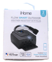 iHome Flow Outdoor Smart Plug with Dual Sockets, Weatherproof IPX3 WiFi Plug - £18.97 GBP