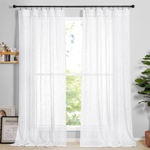 Ryb Home Sheer Linen Textured Curtains Semi Sheers Drapes Light Airy, 2 Panels - £33.80 GBP