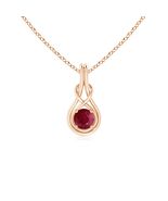 ANGARA 0.6 Ctw Round Ruby Solitaire Infinity Knot Pendant Necklace in 14... - $935.10