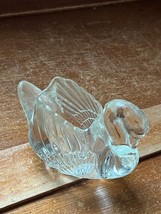 Small Clear Thick Glass Swan Hollow Planter Pot Figurine - 3 inches high x 2.25 - £8.78 GBP