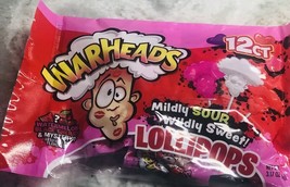 Warheads 12 Ct Mildly Sour wildly Sweet Lollipops. Watermelon/Black Cher... - £14.42 GBP