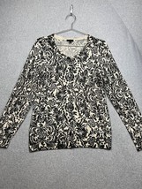 Talbots Button up Cardigan Long Sleeve Sweater Womens Size L Floral Glittered - £21.48 GBP