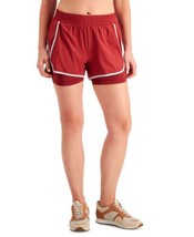 allbrand365 designer Womens Activewear Layered-Look Shorts,Fruity Red Pe... - $39.11