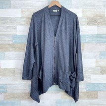 LOGO Lori Goldstein Zip Up Drapey Cardigan Sweater Gray Womens Plus Size 2X - £31.53 GBP