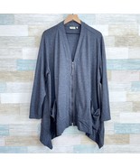 LOGO Lori Goldstein Zip Up Drapey Cardigan Sweater Gray Womens Plus Size 2X - $39.59