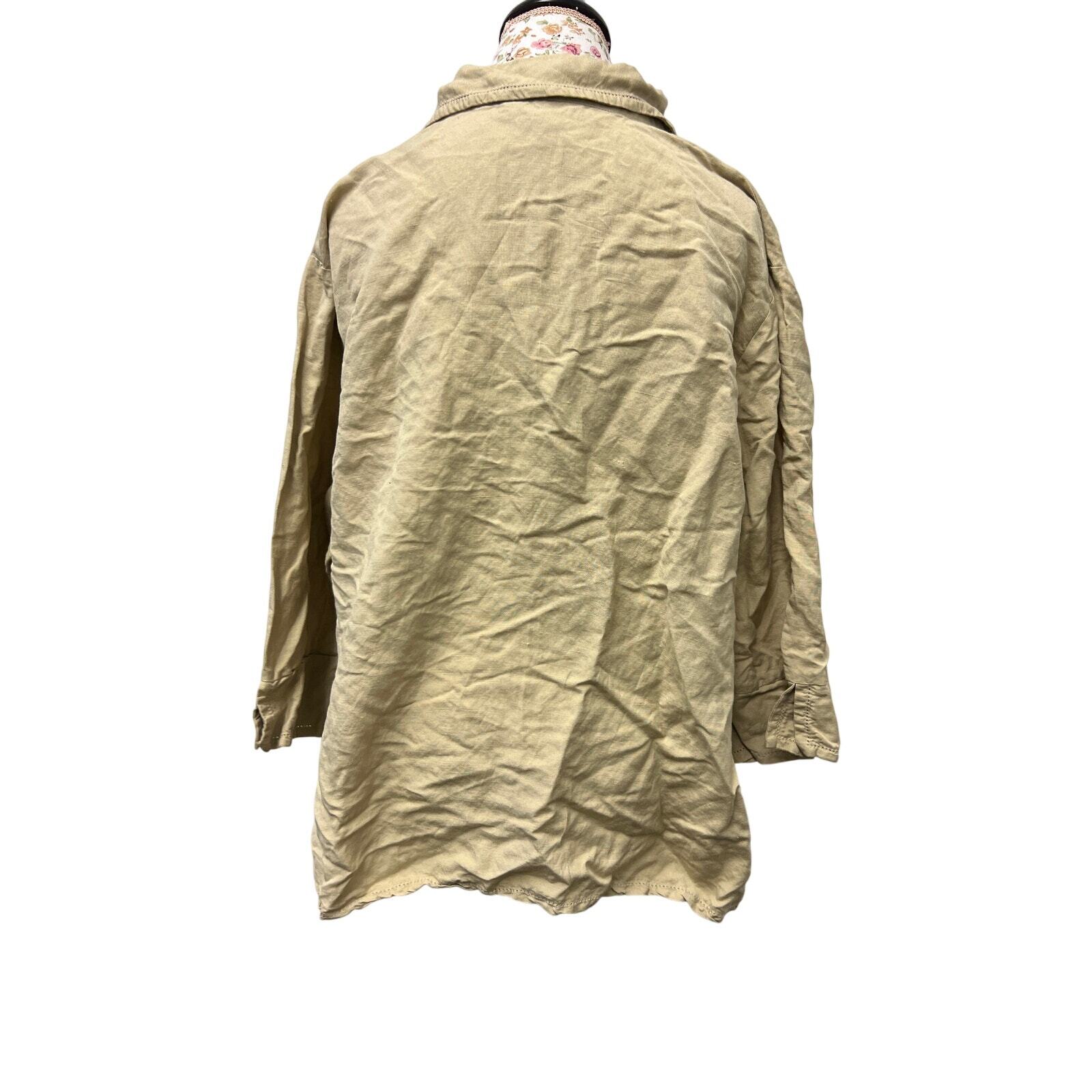 Ashley Stewart 22W Beige Linen Blend Button Up Shirt – Plus Size Top Item image 4