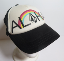 Volcom Stone Aloha Hawaiian Trucker Hat Unisex Black Rainbow Snapback Cap S - £26.33 GBP