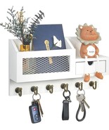Key and Mail Holder for Wall, Mail Organizer Wall Mount with 6 Hooks and Storage - £27.45 GBP