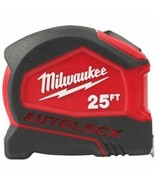 Milwaukee Compact Auto Lock Tape Measure Fractional Scale Blade 25 ft 12... - $41.80 CAD