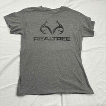 Realtree Unisex Graphic Tee T-Shirt Gray Short Sleeve Logo Medium - $11.88